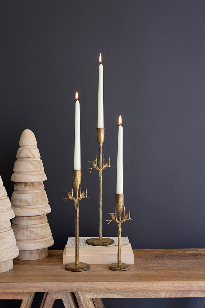 Set of 3 Forged-iron Deer Antique Gold Taper Candle Holders (min 2) – image 3