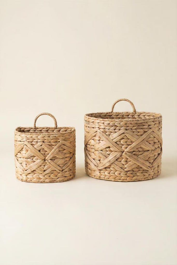 Set of 2 Water Hyacinth Wall Baskets - view 4