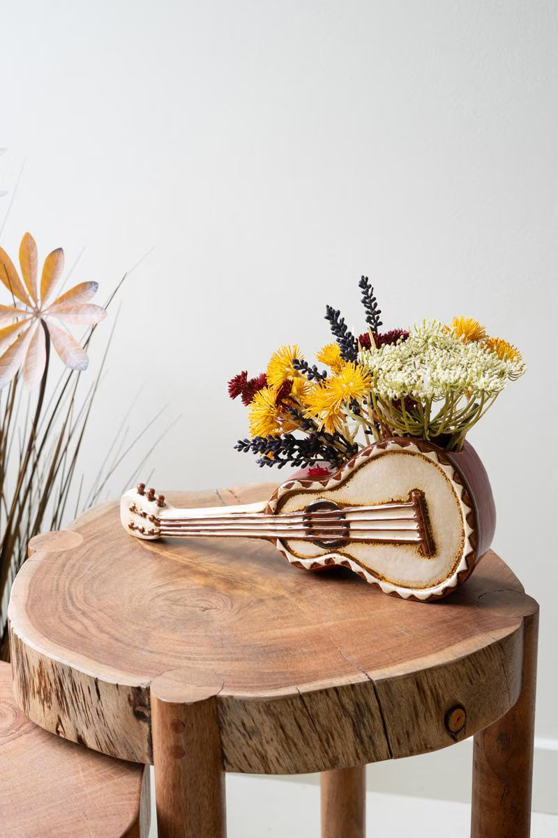CERAMIC GUITAR PLANTER (MIN 2) — Kalalou CDV2299K