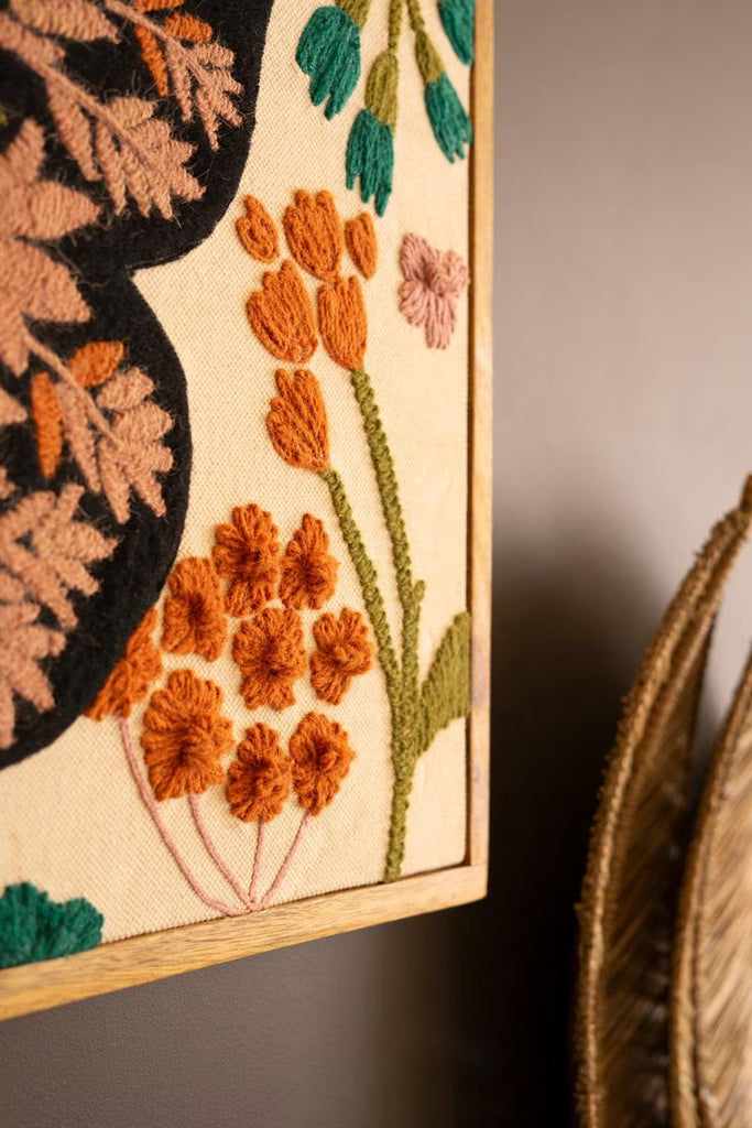 Framed Hand-hooked Art with Butterfly and Flowers – image 4