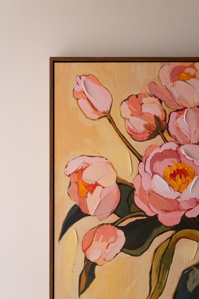 Framed Painting - Pink Flowers with Blue Vase – image 5