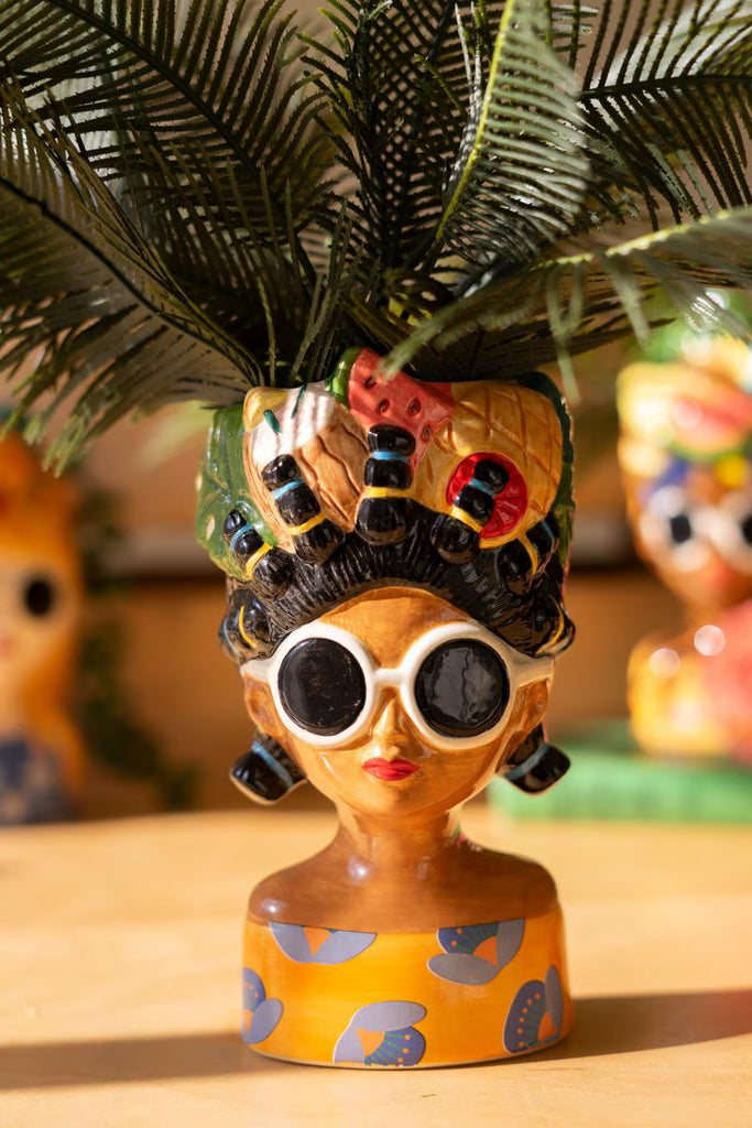 Set of 3 Ceramic Ladies Vases with Fruit Hats – image 3
