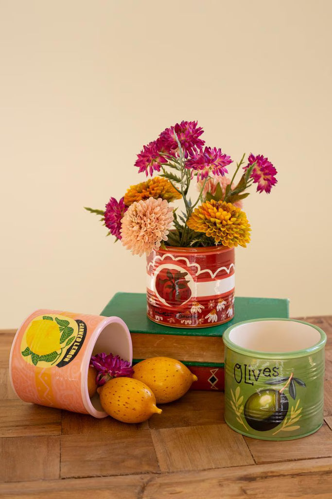 Set of 3 Ceramic Canned Goods Planters - image 4
