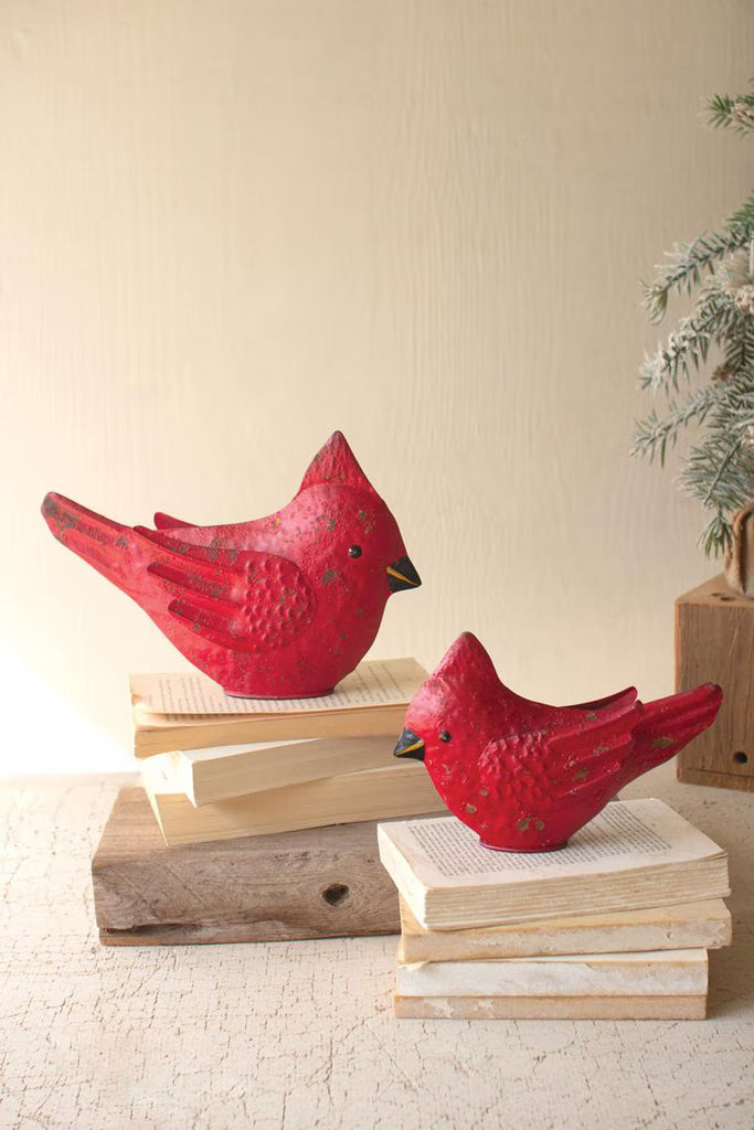 Set of 2 Painted Metal Christmas Cardinals - view 1