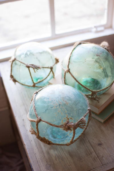 Set of 2 Antique Glass Float with Rope (min 2) – image 1