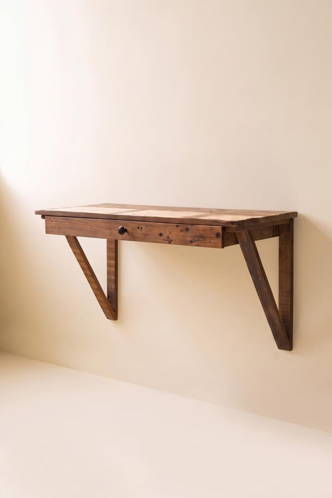 Reclaimed Wood Wall Desk with Drawer – image 4