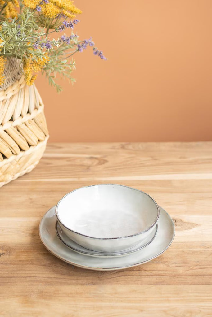 Set of 6 Set 3 Antique Grey Ceramic Dinner Salad and Bowl – image 7