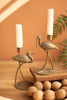 Set of 2 Antique Brass Shore Bird Taper Candle Holders - image 1