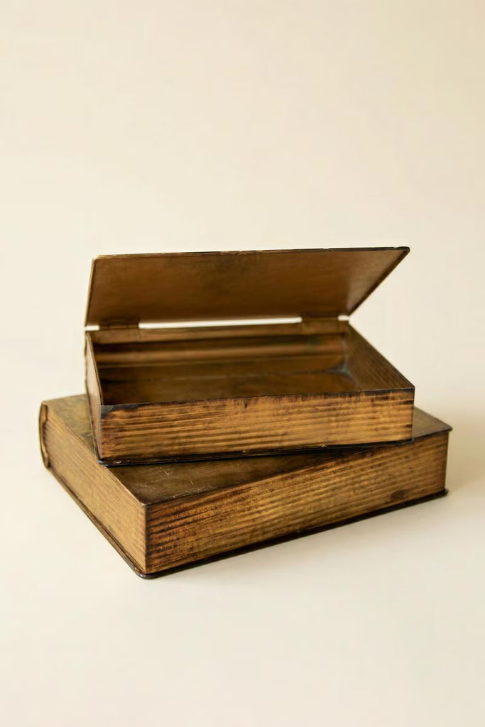 Set of 2 Antique Brass Book Boxes - image 2