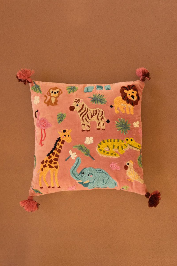 Velvet Embroidery Pillow - Animals - view 2