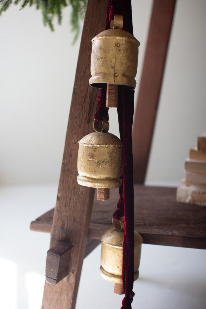 Jingle Bell Cluster - Maroon Velvet Ribbon - view 2