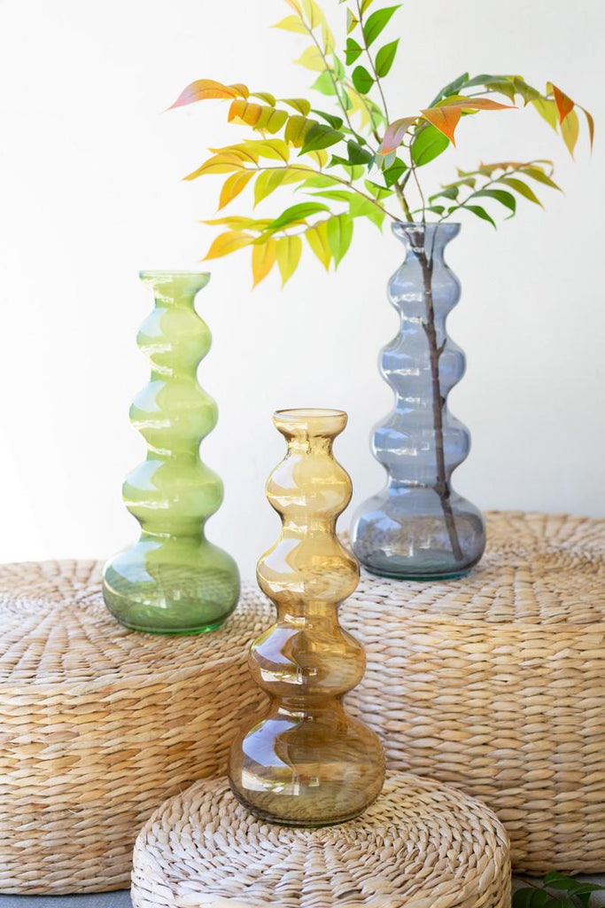 SMALL GLASS BUBBLE VASE - SMOKE (MIN 2) — Kalalou CV2320K