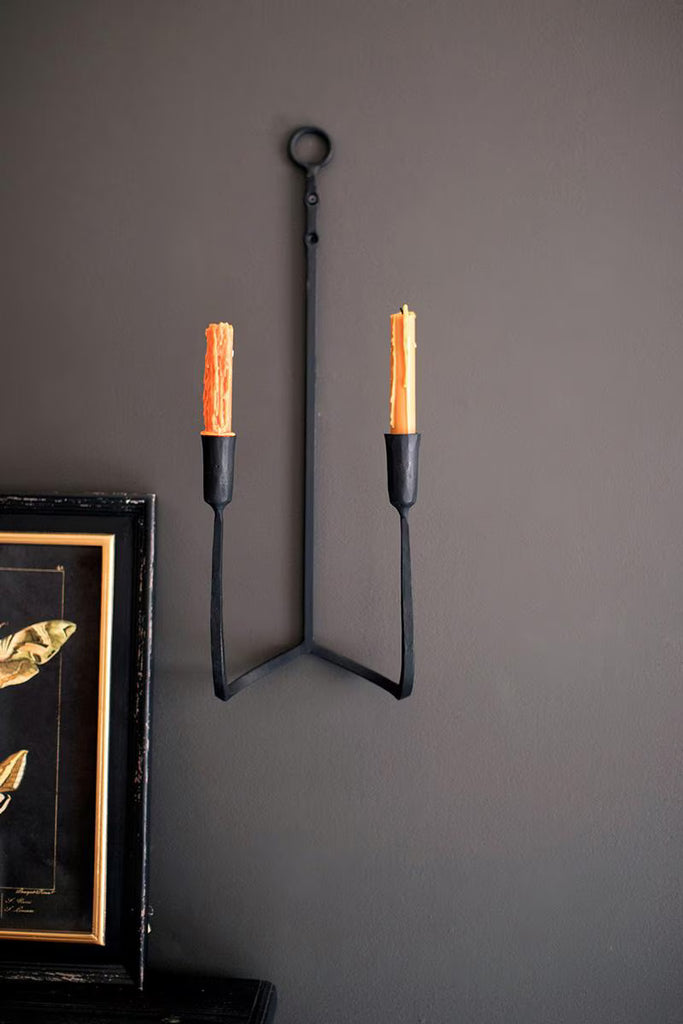 FORGED IRON DOUBLE TAPER WALL SCONCE — Kalalou NELE1004