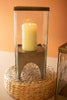 Set of 2 Square Glass Hurricanes with Antique Brass Bases – image 3