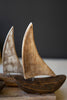 FIVE WOODEN SAIL BOATS ON A BASE — Kalalou DRA1034