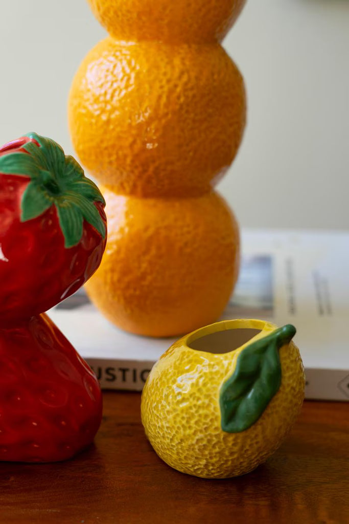 Set of 3 Ceramic Bud Vases - Orange, Strwberry and Lemon - view 3