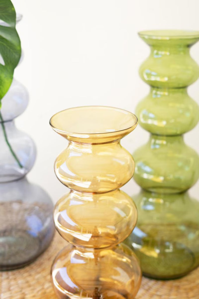 LARGE GLASS BUBBLE VASE - AMBER — Kalalou CV2318