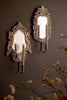 Set of 2 Rustic Framed Mirrors with Taper Candle Holders - view 6