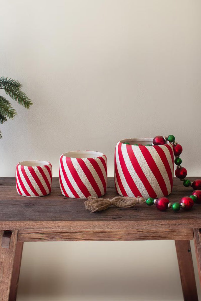 Set of 3 Concrete Candy Cane Planters - image 2
