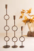 Set of 3 Rustic Brass Taper Candle Holders - Rings – image 3