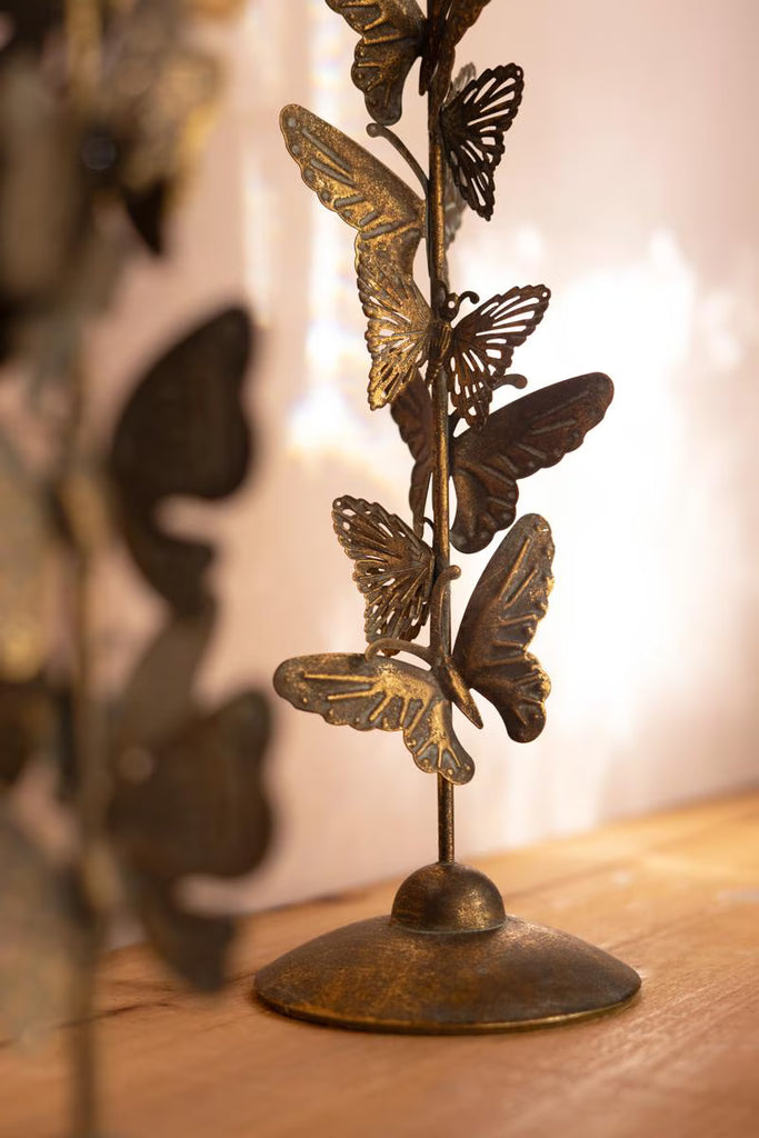 Set of 2 Butterflies Taper Candle Holders - image 3