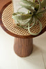 Round Wooden Side Table with Woven Cane Top – image 2