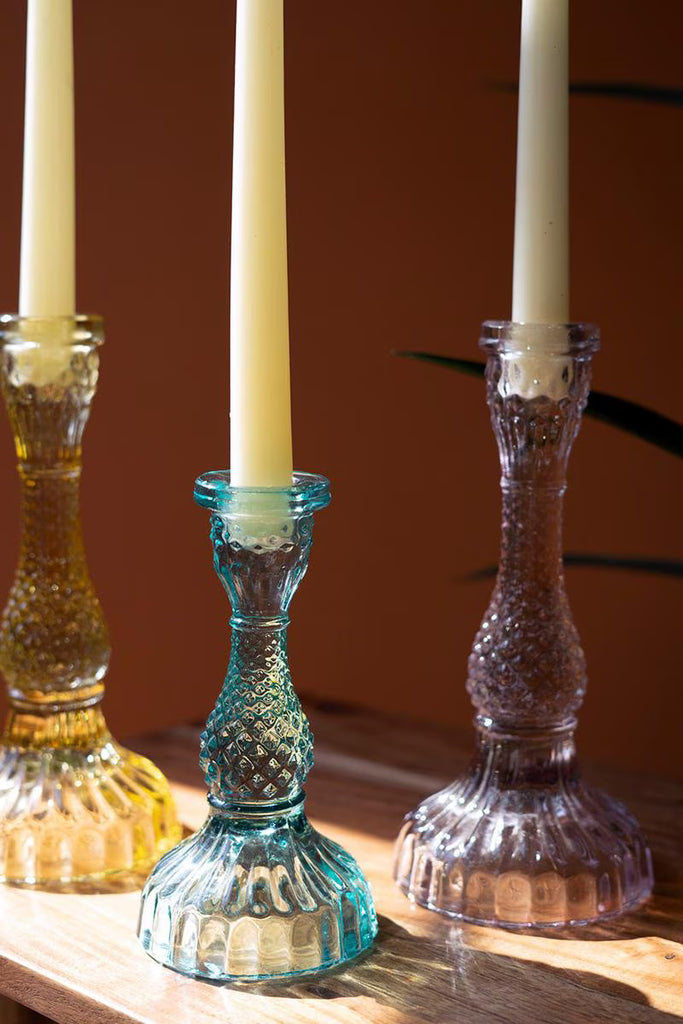 Set of 6 Glass Taper Candle Holders – image 4