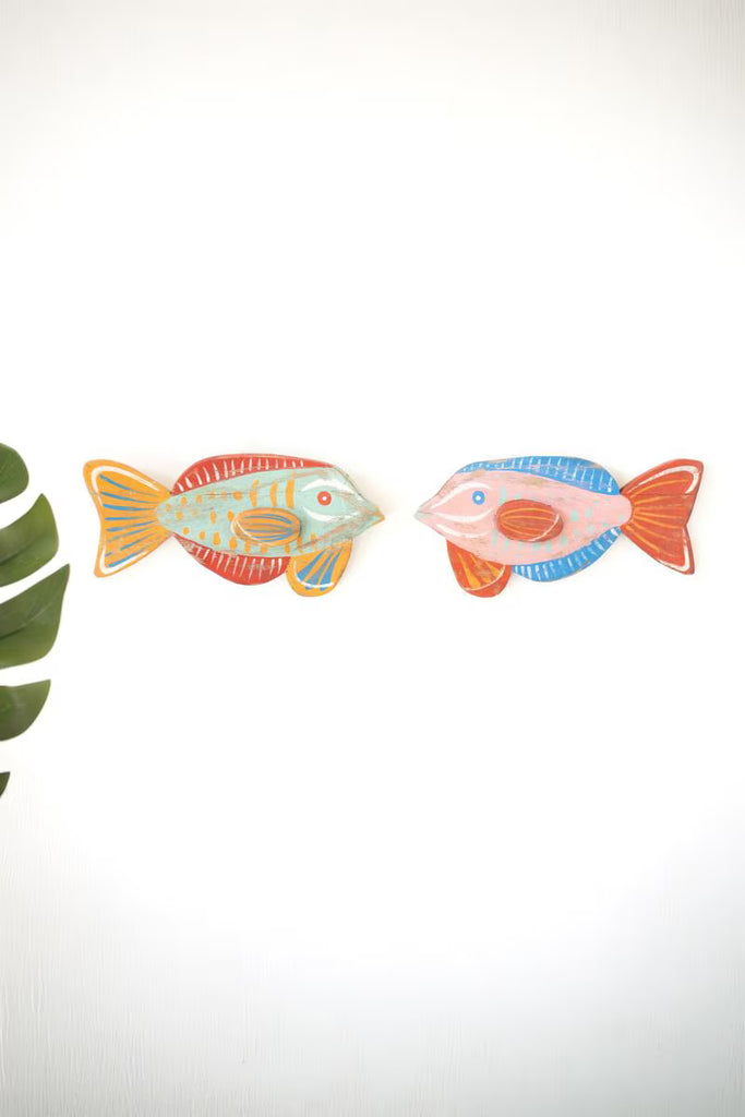Set of 2 Colorful Wood Fish Wall Art - view 2