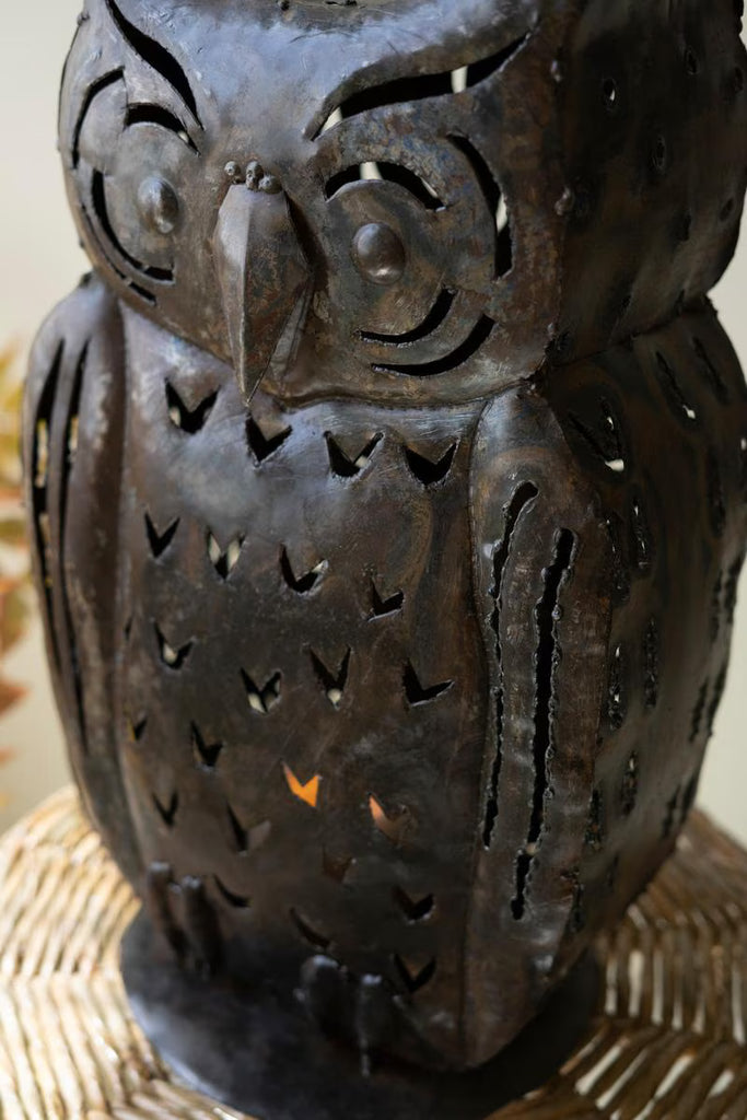 Rustic Iron Owl Luminary – image 2