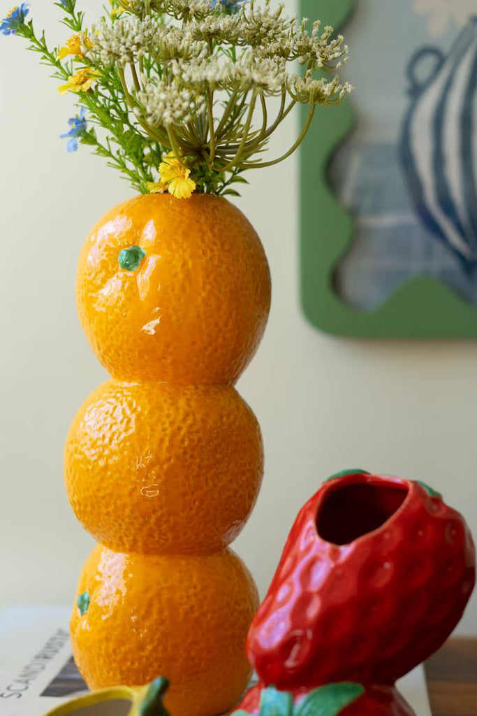 Set of 3 Ceramic Bud Vases - Orange, Strwberry and Lemon - view 4