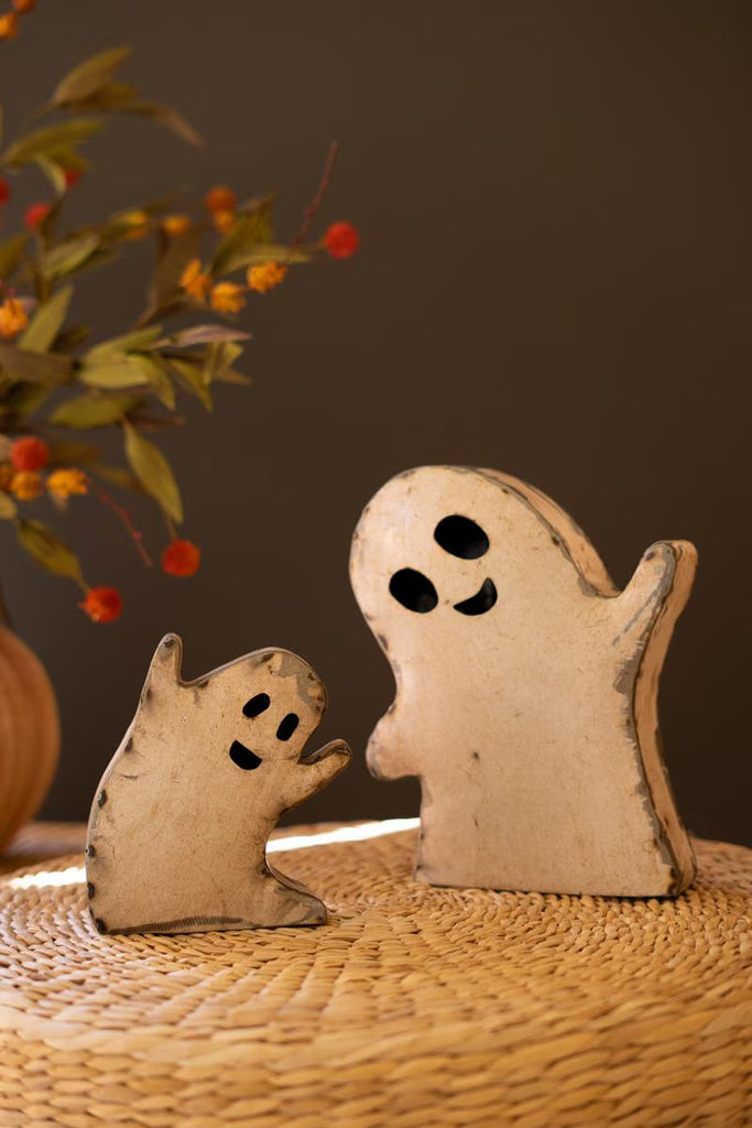 Set of 2 Recycled Iron Halloween Ghosts - image 2