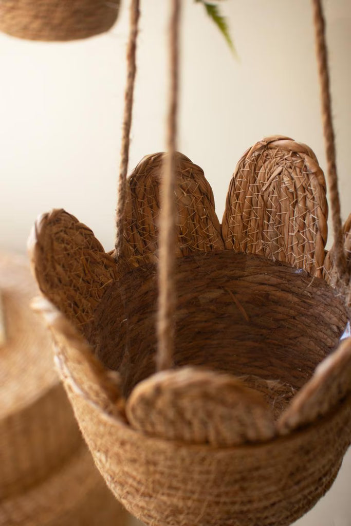 Set of 6 Woven Seagrass Hanging Planter Basket – image 5