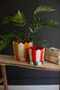 Set of 2 Striped Ceramic Flower Pots with Trays – image 1