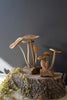 Set of 2 Hand-carved Teak Wood Mushroom Clusters - image 1