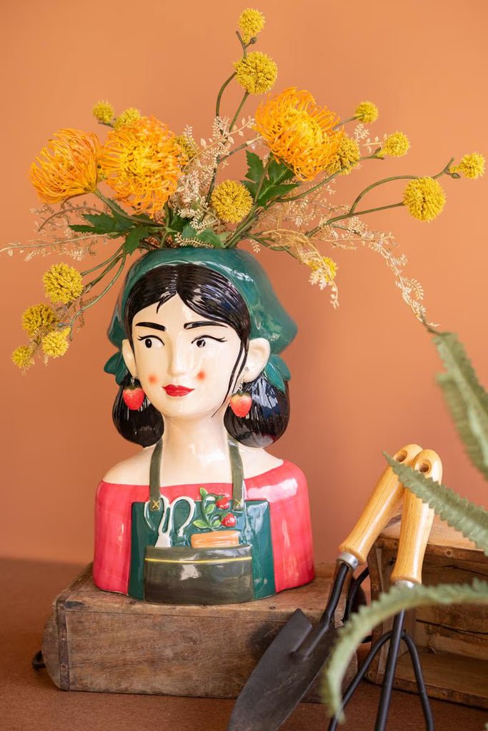 Ceramic Gardner Woman Vase – image 1