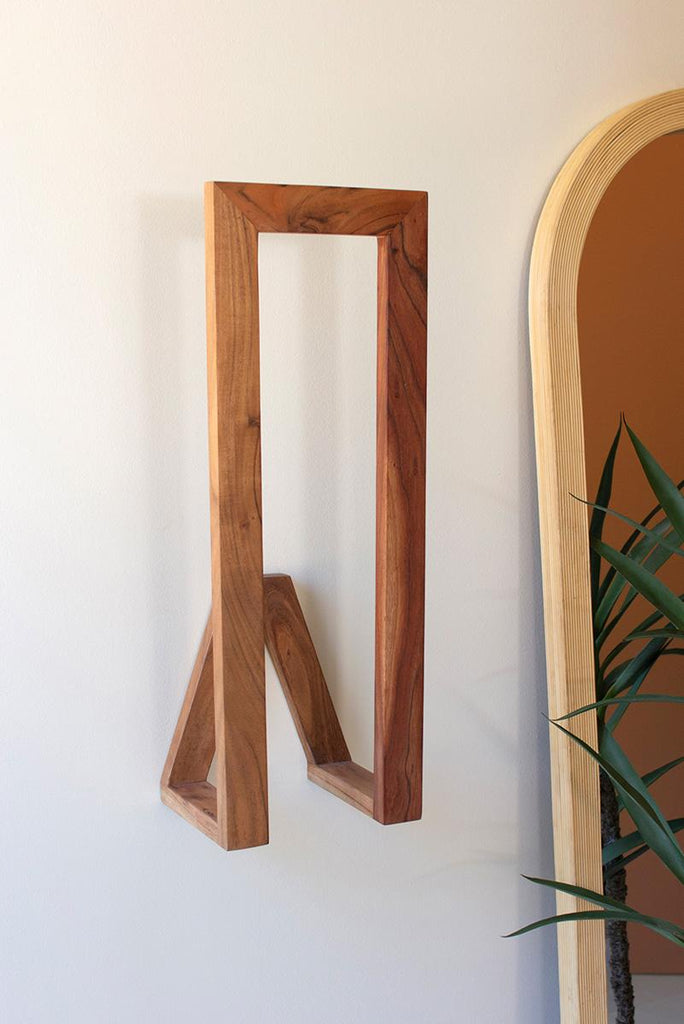 WOODEN WALL TOWEL RACK — Kalalou NRAH1038