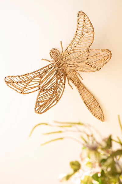 Seagrass and Iron Dragonfly Wall Decor – image 1