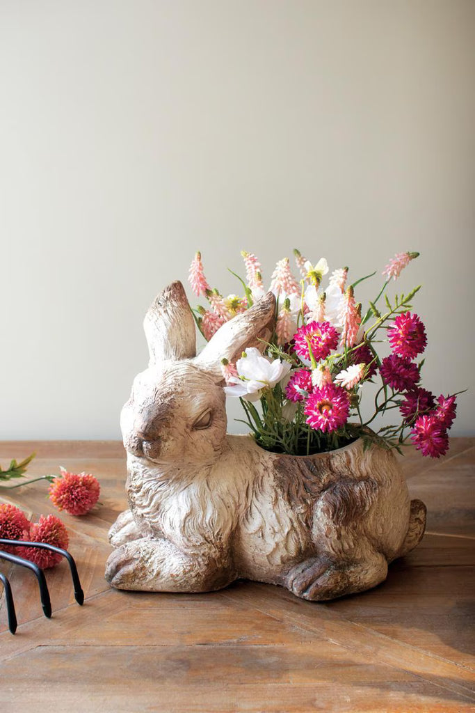 Faux Concrete Rabbit Planter – image 1