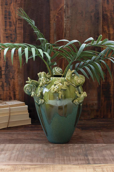 Ceramic Frogs and Snails Vase – image 1