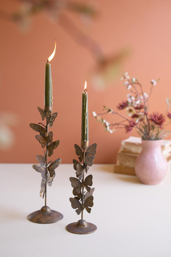 Set of 2 Butterflies Taper Candle Holders - image 6