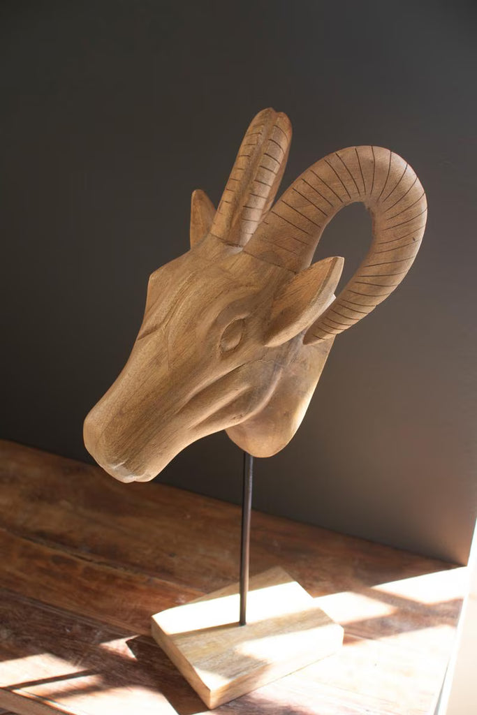 Set of 3 Carved Mango Wood African Animal Heads – image 2