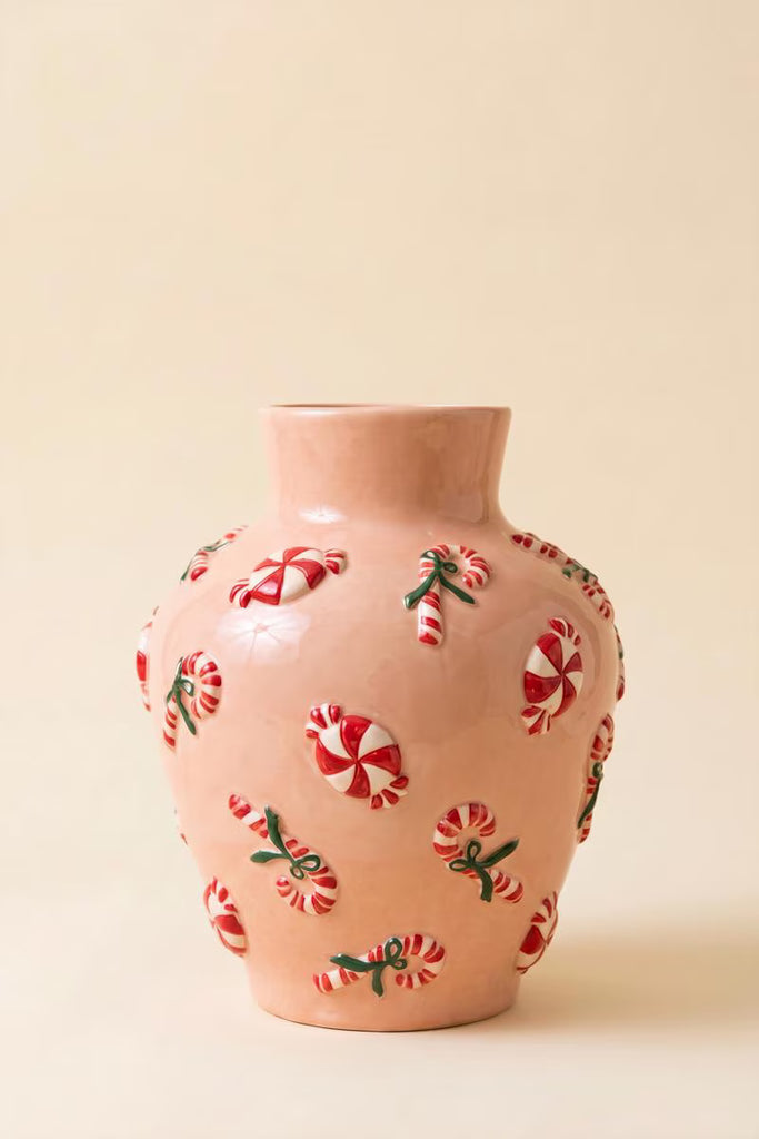 Ceramic Vase with Peppermint Detail – image 3