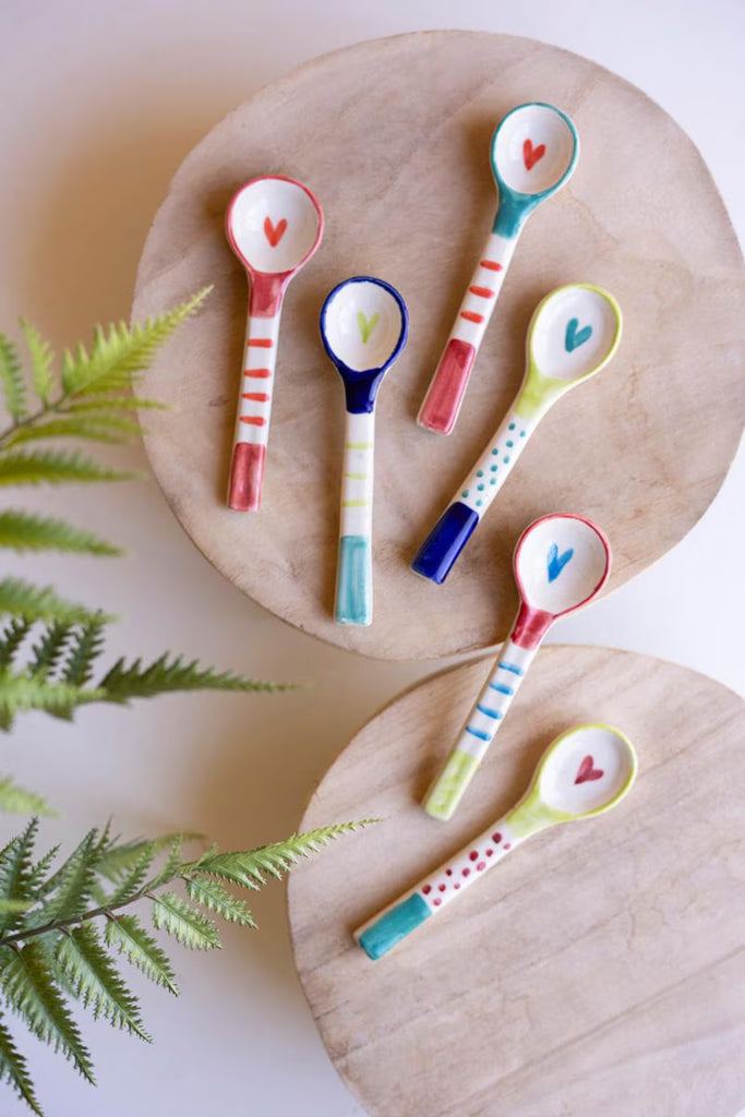 Set of 6 Decorative Ceramic Spoons - One Each Color - view 2