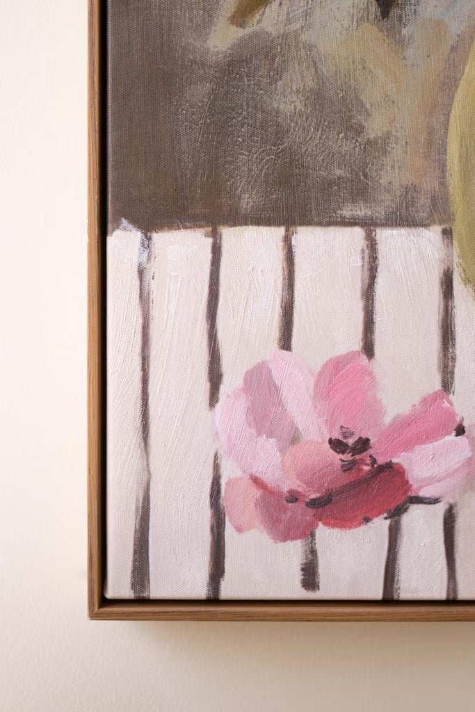 Framed Paint Over Print - Green Vase with Pink Flowers – image 4