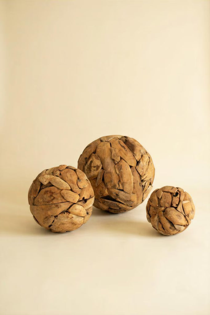 Set of 3 Recycled Teakwood Spheres – image 2