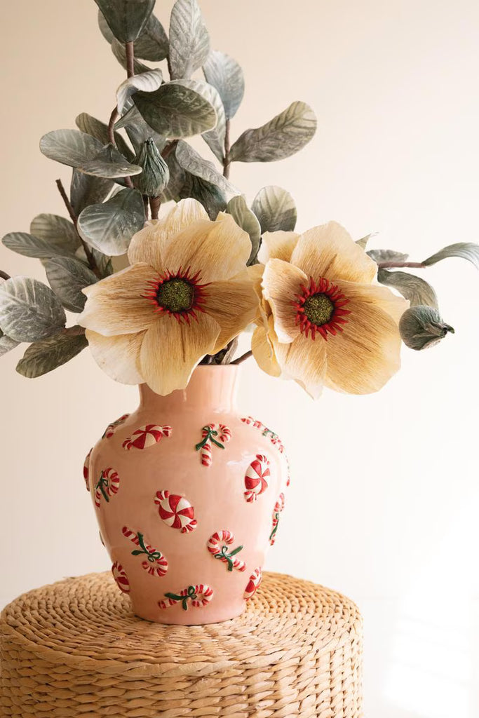 Ceramic Vase with Peppermint Detail – image 1