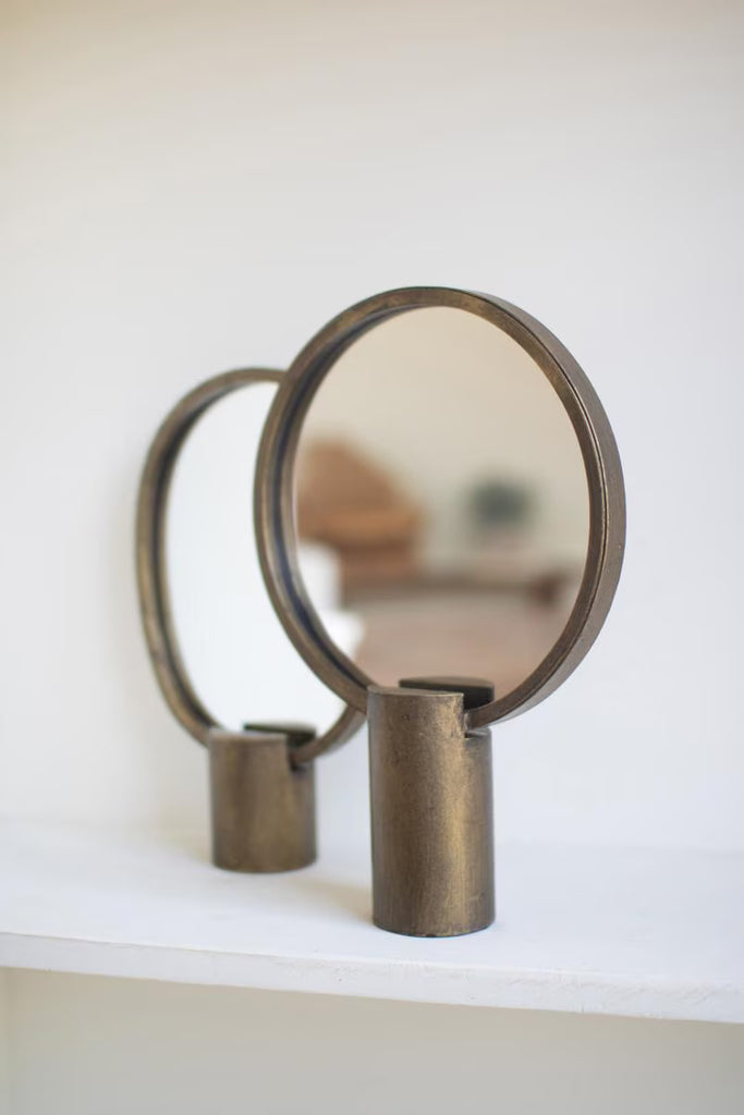 Set of 2 Antique Gold Tabletop Mirrors – image 5