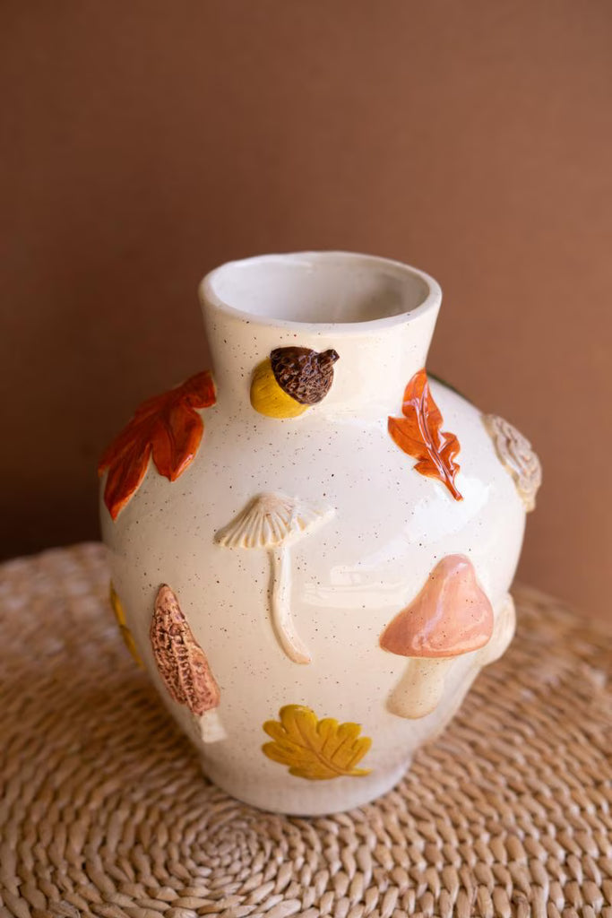 Ceramic Leaves and Mushrooms Vase – image 4