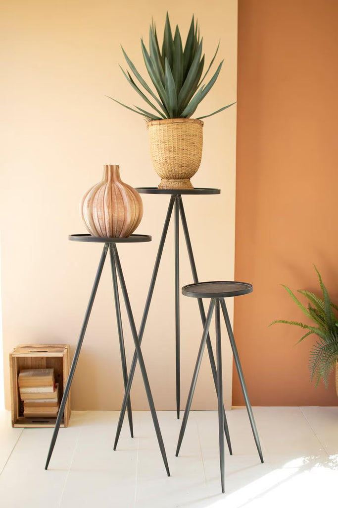 Set of 3 Tall Painted Metal Display Stands – image 1