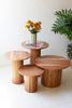 SET OF FOUR ACACIA WOOD ACCENT TABLES WITH TAMBOUR BASES — Kalalou NLAR1010
